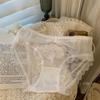 Calcinha francesa de renda pura vintage padrão translúcido borda de renda confortável simples simples virilha de algodão puro cuecas femininas