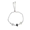 Pulseira Leve de Luxo Estilo Francês, Moda Versátil, Prata, Zircônia, Concha, Leque, com um Design Simples e Sofisticado de Puxar