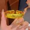 Pulsera de cobre chapado en oro vietnamita con diseño de hielo triturado, versión ancha, deslumbrante patrón de escamas de dragón, lujo ligero, pulsera de estilo neumático de alta gama, al por mayor