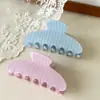 Presilha de garra de acetato listrada azul creme, mesmo estilo de influenciadora, presilha tubarão de alta qualidade para a parte de trás da cabeça, acessório de presilha para meio preso