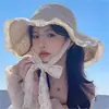 Sombrero de Sol de Verano, Sombrero de Paja, Estilo Japonés Versátil de Color Sólido para Protección Solar, Sombrero Transpirable para Sombrear, Cobertura Total, Sombrero de Pescador Adelgazante