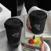 Taza de Café Desechable Caliente Plata Todo Negro Papel Táctil con Tapa Paquete Comercial para Llevar Taza de Bebida Caliente Té con Leche Venta al por Mayor