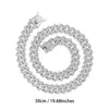 Fivela Quadrada Clássica Bigode de Dragão 14mm Rombus Incrustado com Diamante Colar Cubano Venda Quente Transfronteiriça Fonte Amazon Estilo Igual para Homens e Mulheres
