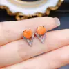 Venta al por mayor de fábrica Populares Pendientes de Ópalo de Fuego Natural Plata S925 Incrustado Piedra Principal 6*6 Joyería de Lujo Venta Directa de Fábrica