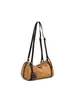 Bolsa Boston Suede Estilo Retrô Maillard para Mulheres, Bolsa de Ombro tipo Almofada em Couro Genuíno, Bolsa Grande para Ombro e Transversal para o Dia a Dia