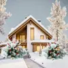 2025 Decoração de Porta de Pátio Externo Árvore de Cogumelo Semicircular com Neve Flocada Transfronteiriça Pacote de Árvore de Natal