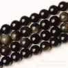 Fabricante de Joias Qinpei Atacado Obsidiana Dourada Contas Redondas Produtos Semi-Acabados 6-20mm Contas Soltas Acessórios para Joias DIY Contas para Pulseira