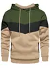 Estilo Primavera y Otoño, Directo del Fabricante, Bloques de Color, Corte Holgado, Sudadera Casual con Bolsillos Laterales, Sudadera con Capucha para Jóvenes
