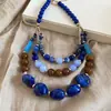 Collar de Cuentas Redondas de Resina Acrílica Transfronterizo Europeo y Americano, Cadena para Clavícula Retro de Estilo Étnico Personalizado, Gargantilla de Nicho para Mujer