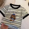 Recomendado~ Linda camiseta de verano a rayas estilo coreano de dibujos animados para niños, estilo casual moderno para niños y niñas
