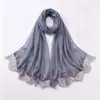 Novo lenço de pérolas com renda de cílios de borda dupla em chiffon, best-seller transfronteiriço, xale de alta qualidade, lenço de cabeça malaio para mulheres