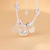 Pulsera DIY Hecha a Mano de Plata S925 Rey Ciervo Dorado con Palabras Auspiciosas de Paz y Bendición, Colgante Pequeño Candado de Fortuna Gordito, Pulsera Trenzada de Nuevo Estilo