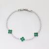 Pulsera Clásica de Plata con Circonita de Trébol de Cuatro Hojas, Joyería de Estilo Fresco y de Alta Gama para Mujeres al por Mayor