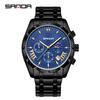 Reloj de Cuarzo Sanda de Venta Caliente para Comercio Exterior Moda Impermeable Luminoso Tres Ojos Seis Agujas Reloj de Hombre Correa de Acero Calendario Lunar Reloj de Pulsera