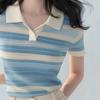 Camiseta Polo Blanca de Manga Corta con Cuello de Polo para Mujer, Nuevo Top de Primavera 2026 de Nicho Único e Impresionante para Verano
