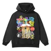 Amor y Paz Hermanos Antiguerra Estilo Callejero Americano Copo de Nieve Lavado Sudadera con Capucha para Hombre Sudadera con Capucha para Pareja de Comercio Exterior