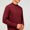 Camiseta básica masculina de manga longa, algodão puro, estilo americano moderno, marca minimalista, cor preta, gola semi-alta, da moda e versátil