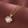Exquisita colar com pingente em forma de coração tridimensional com pedras de zircônia coloridas, uma corrente clássica para clavícula para mulheres com um toque de luxo, disponível exclusivamente para vendas transfronteiriças