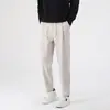 Pantalones Casuales para Hombre Verano Commute Rectos Sueltos Pantalones de Hombre Estilo Hong Kong Moda Versátil Caída Pantalones de Traje Pequeños