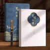 Caderno A5 Personalizável com Logo, Conjunto de Caixa de Presente Bloco de Notas Estilo Chinês, Lembrança, Caderno com Fivela Flor Janela Hot Stamping