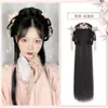 Peluca Hanfu con Diadema Integrada, Peinado Recogido Estilo Antiguo, Base de Peluca Tradicional para Peinado Hanfu de la Dinastía Ming