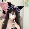 Diadema de felpa con dibujos animados de Culomi para mujer, horquilla con orejas de gato, diadema con horquilla, tocado de sirvienta para Halloween