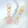 Estilo Ins Flor de Margarita de Metal Llavero Creativo Aceite Goteando Corazón de Melocotón Cadena Colgante para Bolsa Colgante Regalo
