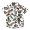 Camisa Casual Estilo Playa para Niños 2021 Verano Nuevo Manga Corta Infantil Estampado Completo Hawaiano Piña Camisa de Algodón