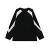 High Street Americano Retrô Splicing Outono e Inverno Contrastante Gola Redonda Solto Algodão Camiseta de Manga Comprida Solto Corrida Casal Tops