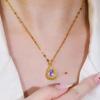 Temperamento y Versátil Collar Gota de Agua de Zircón Púrpura para Mujer Lujo Accesible Colgante Durian de Alta Gama Verano Nuevo Collar Cadena Clavícula