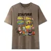Camiseta de Manga Corta Estampada Estilo Retro Americano Desgastada Lavada de Verano para Mujer Tallas Grandes, Algodón Puro, Cuello Redondo, Top de Moda Versátil