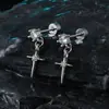 Colgante de Cruz Pendientes de Circonita Tachuelas de Acero de Titanio Nicho Versátil Minimalista Moda Diseño de Lujo Ligero Accesorios para Orejas