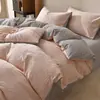 Juego de cuatro piezas de algodón 100% puro de fibra larga, Clase A, con jacquard en relieve tridimensional, funda nórdica, sábana bajera y ropa de cama de estilo de lujo ligero de alta gama