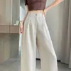 Pantalones Finos de Lino de Pierna Ancha para Mujer, Traje de Algodón y Lino, Pantalones Casuales de Seda Helada de Cintura Alta para Mujer, Novedad Verano 2026