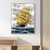 Ponto de cruz impresso velejando em águas calmas pintura decorativa grande para sala de estar bordado tecido bordado material saco