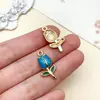 Flor de Tulipan de Seis Colores con Goteo de Aceite Coreano Accesorios de Joyería de Aleación Pulsera DIY Pendientes Cadena de Taza Llavero Colgante