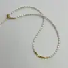 Colar de Prata Quebrada e Pérola Natural, Simples e Elegante, Estilo Nicho de Luxo, Temperamento de Luxo Leve, Pulseira Gargantilha para Mulheres
