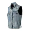 Chaleco de Mezclilla para Hombre Moda Primavera 2025 Marca Hombro Caído Sin Mangas Chaleco Retro Viejo Chaqueta de Mezclilla Primavera y Otoño
