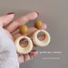 Pendientes Redondos de Color Contrastante Estilo Retro Hong Kong para Mujer, Pendientes de Moda Elegantes Estilo Vacacional, Pendientes Elegantes de Gama Alta para Mujer