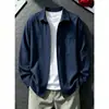 Nova Camisa Masculina de Manga Longa Estilo Old Money Outono 2026, Cor Sólida, Fina, Respirável, Camisa Externa Casual para Homens