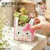 Vaso de flor fofo em formato de gatinho para suculentas e plantas verdes, vaso de jardinagem personalizado para plantas em vasos de varanda de casa, ornamento de decoração de mesa