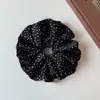 Elástico de cabelo franzido retrô de bolinhas para o início do outono, prendedor de rabo de cavalo elegante estilo coreano, prendedor de coque para o dia a dia para mulheres