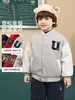 Jaqueta de Baseball Grossa Forrada com Fleece para Meninos Inverno 2026 Novo Modelo Casaco de Algodão de Inverno para Crianças Pequenas