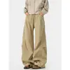 Pantalones Casuales de Otoño de Pierna Ancha Grises Sueltos Versátiles para Exteriores Plegados Estilo Montaña Paracaidista Marca de Moda Estilo Americano para Hombre Pantalones Cortavientos