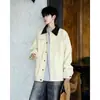 Chaqueta de moda estilo americano 2026 con cuello de solapa, diseño vintage, corte holgado, bloques de color Detroit y estilo high-street para primavera y otoño