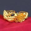 Joyería de Jade para Boda Nupcial, Pulsera Gruesa de Tres Oros de Oro Genuino con Patrón de Dragón y Fénix, Oro de Arena de Cobre de Imitación, Pulsera Versátil de Lujo Ligero