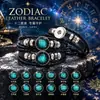 Estilo Más Vendido de Comercio Exterior: Pulsera de Cuero de los 12 Signos del Zodiaco, Pulsera Personalizada Retro Tejida Cielo Estrellado, Pulsera de Cuero de los Doce Zodiacos