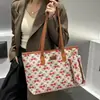 Bolso Tote con Estampado de Monograma de Cereza para Mujer, Bolso de Mano de Gran Capacidad, Bolso de Hombro, Bolso Grande Versátil y de Moda para Viajes y Uso Diario, Debajo del Brazo