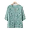 Meia-idade e idosos vestido de verão falso de duas peças T-shirt feminina vovó verão Top de meia-idade mãe de sete mangas Chiffon camisa pequena