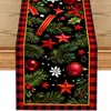 Nuevo camino de mesa de Navidad hecho a medida con estampados festivos de muñeco de nieve y elementos navideños, venta al por mayor del fabricante de Amazon